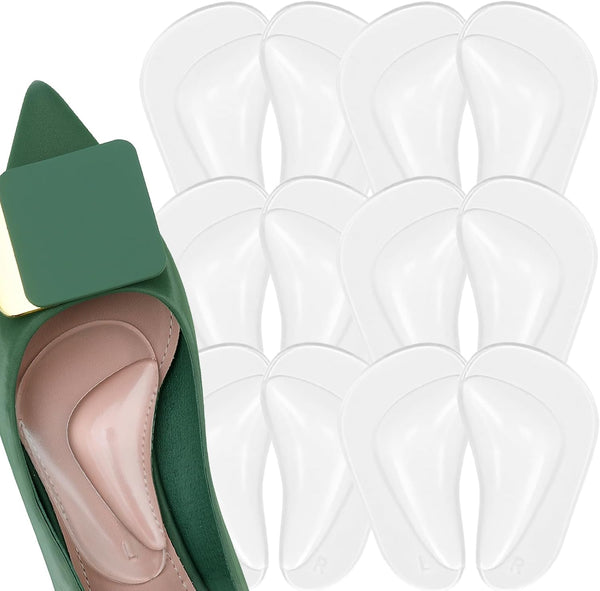 6 Pairs Gel Arch Support Cushions for Men & Women, Reusable Shoe Insoles for Flat Feet, Relieve Pressure and Pain