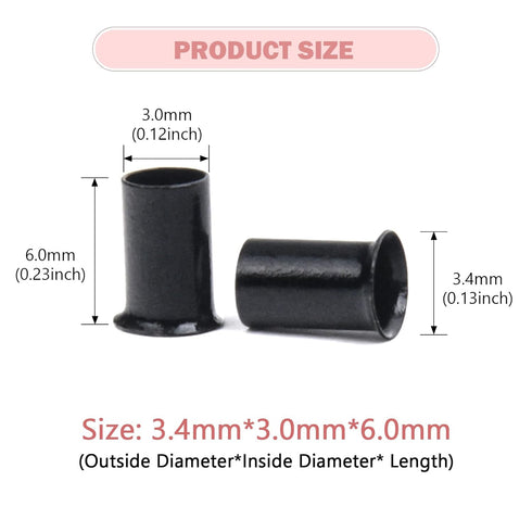 Vlasy Micro Rings Links Beads, 3.4mm Microlink Beads Non-Silicone Copper Tubes for Hair Extensions (1000Pcs, Black)