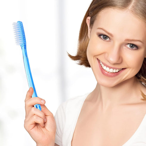 HEALLILY Super Bristle Toothbrush, 12 Pack for Adults, Hard Bristles for Stain Removal, Compact Travel Size