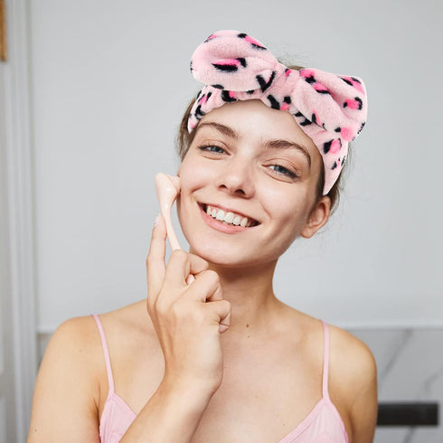 WHAVEL 6 Pack Leopard Spa Headband, Microfiber Bow Headbands for Washing Face, Skincare, Makeup Removal (Type 8)
