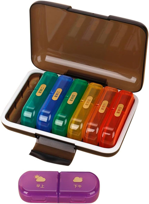 Mikinona Portable Weekly Pill Organizer Day Medicine Case for Travel and Durable