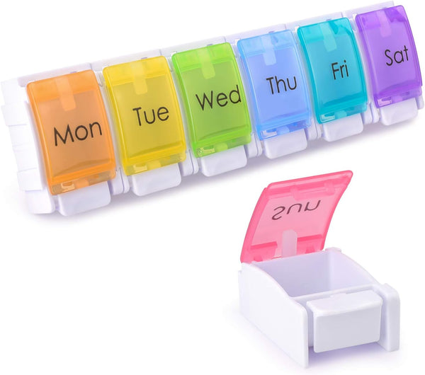 LEMBOL Detachable Pill Organizer,Weekly Pill Box 1 Time a Day,Large Daily Pill Case