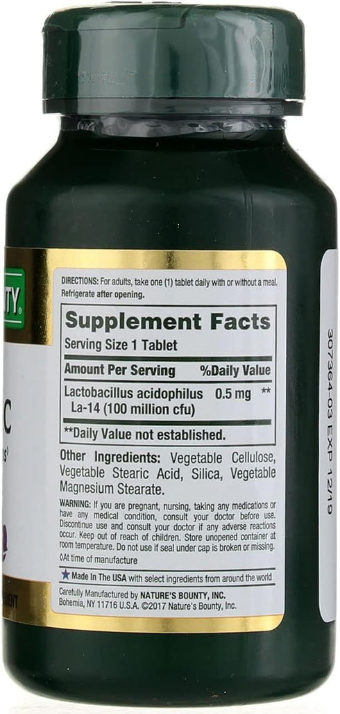 Nature's Bounty Probiotic Acidophilus Tablets, 120 ea (Pack of 5)