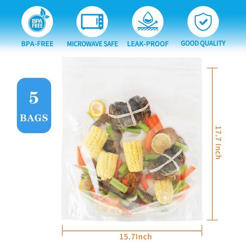 Large Seafood Cooking & Storage Bags - Perfect for Fish, Crab, Shrimp & Veggies