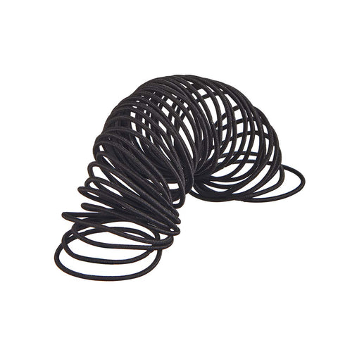 Minihope No-Metal Girls Elastic Hair Ties, Women's Black Elastics, 50 Count, 2mm Hair Elastics