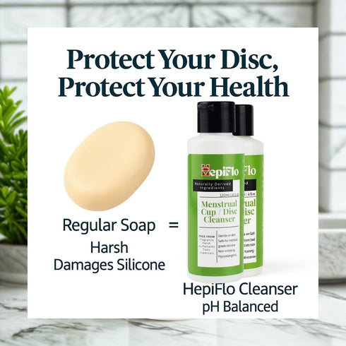 HepiFlo 120ml Menstrual Cup and Disc Cleanser Gel Gentle pH-Balanced Wash for Reusable Period Products | Natural