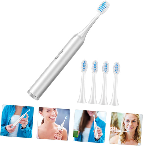 Non-Rechargeable Electric Toothbrush with Soft Brush Heads Cleaning Device Portable Design for Travel and Office Use