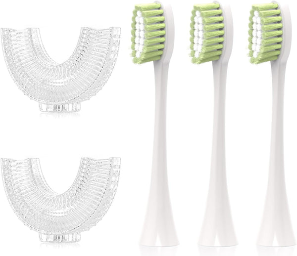 Kids Electric U Shaped Toothbrush Replacement Brush Head with 3 Normal and 2 U Shaped Brush Heads - Age 2-7