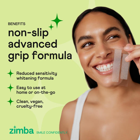 Zimba Spearmint Flavored Teeth Whitening Strips | Vegan, Enamel Safe Hydrogen Peroxide Whitener for Coffee, Wine,