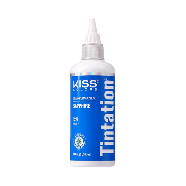Red by Kiss Tintation Semi-Permanent Hair Color, Long-Lasting Dye with Aloe Vera, Argan Oil, Olive Oil (Sapphire, 5 Fl