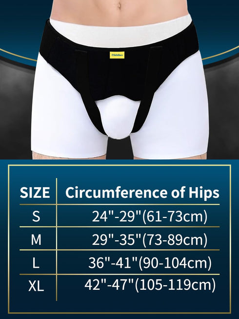 Hernia Support Belt for Men, Inguinal Hernia Recovery Strap with 2 Removable Compression Pads, Comfortable Material (XL)