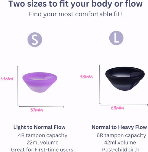KAVODA 12 Menstrual Discs - Soft, Flexible, Reusable Medical-Grade Silicone - Wear Hours - Removal Notch - Two Sizes