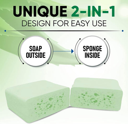T.Taio Esponjabon Aloe Vera Soap Sponge – Gentle Shower Scrubber with Mini Mother of Pearl