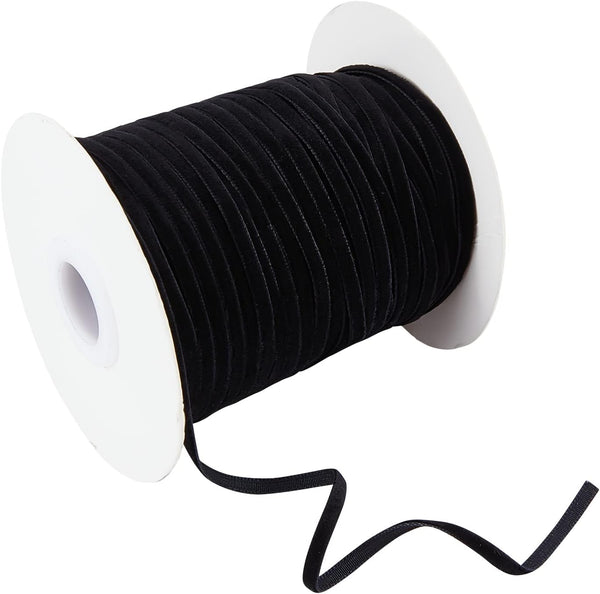 Single Face Velvet Ribbon 50 Yards 1/8 inch Black, Polyester Velvet Ribbon for Wedding, Gift Wrapping & Home Decoration