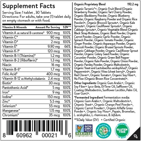 Movita Women's Daily Multivitamin - Organic, Vegan-Friendly, Gluten-Free, 30 Day Supply (Refill Pouch)