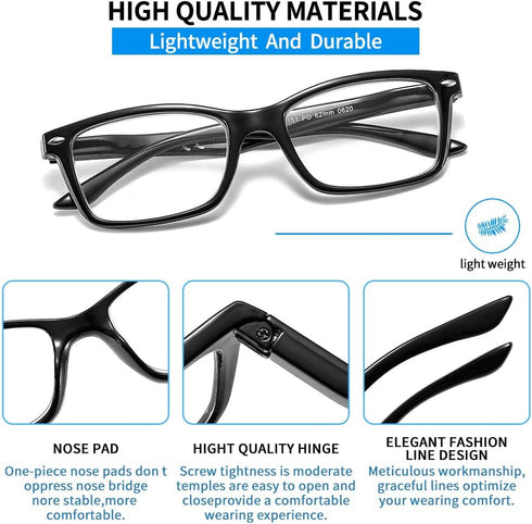 Suertree 3 Pack Reading Glasses for Men Women UV Ray Anti Glare Spring Hinge Readers Aid