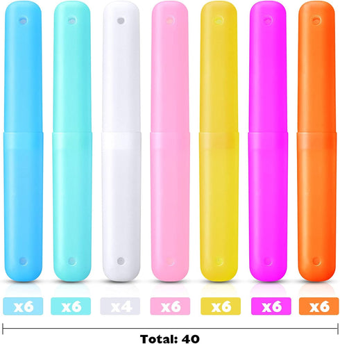 40 Pieces Travel Toothbrush Holder Case, Portable Plastic Storage Containers for Traveling