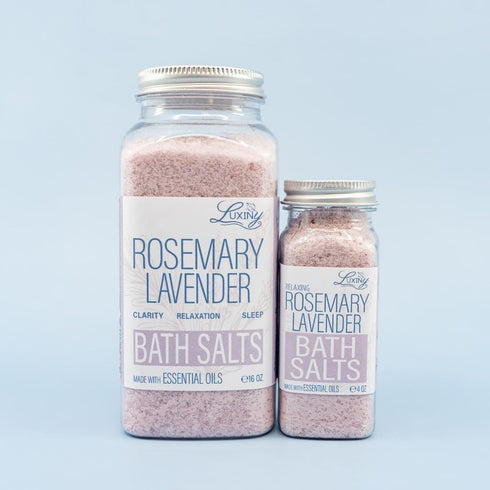 Luxiny Bath Salts for Women, Relaxing Sea Salt Soak with Almond Oil & Essential Oils, 16 oz. (Rosemary Lavender)
