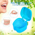 Denture Bath Box Cup for Complete Clean Care of Dentures, Clear Braces, Mouth Guard, Night Guard & Retainers (Blue &