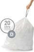 simplehuman CW0163 20L White Liners, 20 Count — Code D