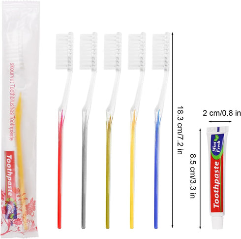 Disposable Toothbrushes with Toothpaste Individually Wrapped, 10g for Homeless, Shelter, Air Bnb/Hotel/Guest Apartment,