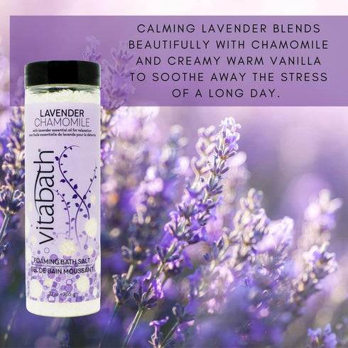 Vitabath Lavender Chamomile Foaming Bath Salts, Relaxing Bubble Aromatherapy for Muscle & Body Ache Soothing
