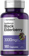 Horbaach Black Elderberry, 3000mg Capsules, 180 Count, Non-GMO, Gluten Free Sambucus Extract Supplement