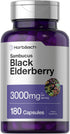Horbaach Black Elderberry, 3000mg Capsules, 180 Count, Non-GMO, Gluten Free Sambucus Extract Supplement