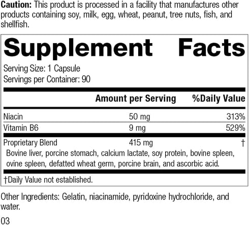 Standard Process Niacinamide B6 Whole Food Energy and Metabolism Supplements, 90 Capsules
