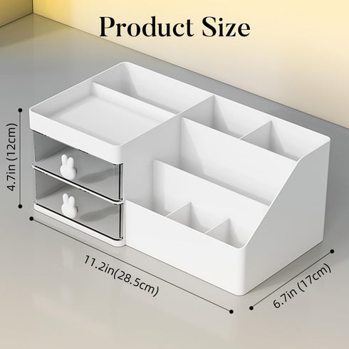 Makeup Organizer - Cosmetic Desk Storage Box with Drawers for Brushes, Lotions, Lipstick, Perfume, Bathroom Counter