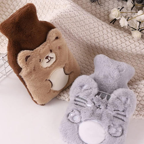 NUOBESTY Reusable Hot Water Bag with Plush Cover Cute Cartoon Leak Portable Warm Water Bottle for Comfort for Hands