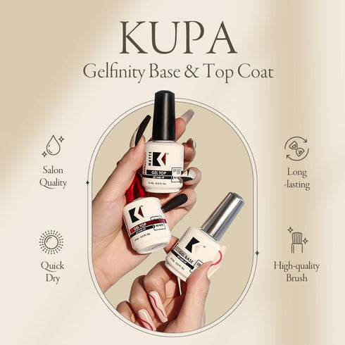 KUPA GelFinity Soak Off Gel, Top Coat Glossy Finish (No-Wipe), 0.5 Fl Oz