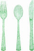 150 Pack Green Plastic Silverware, Green Glitter Utensils - 50 Forks, 50 Knives, 50 Spoons for St Patricks Day,
