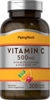 Piping Rock Vitamin C 500 mg with Bioflavonoids & Rose Hips | 300 Caplets | Vegetarian, Non-GMO, Gluten Free Supplement