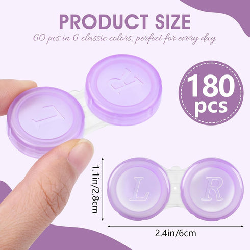 Phyyixs 180 Pack 6 (180) Contact Lens Cases Bulk, Transparent Cute Contact Lens Case for Home & Travel, Color
