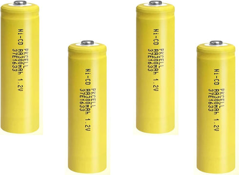 PKCELL 4 Pack AA 1.2V 300mAh NICD Rechargeable Button Top Battery for Solar