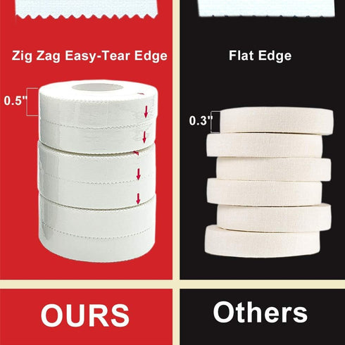 White Athletic Tape (6 Pack 0.5" 10 Yards) - Finger Tape - Medical Tape - Foot Tape - No Sticky Residue, Easy to Tear