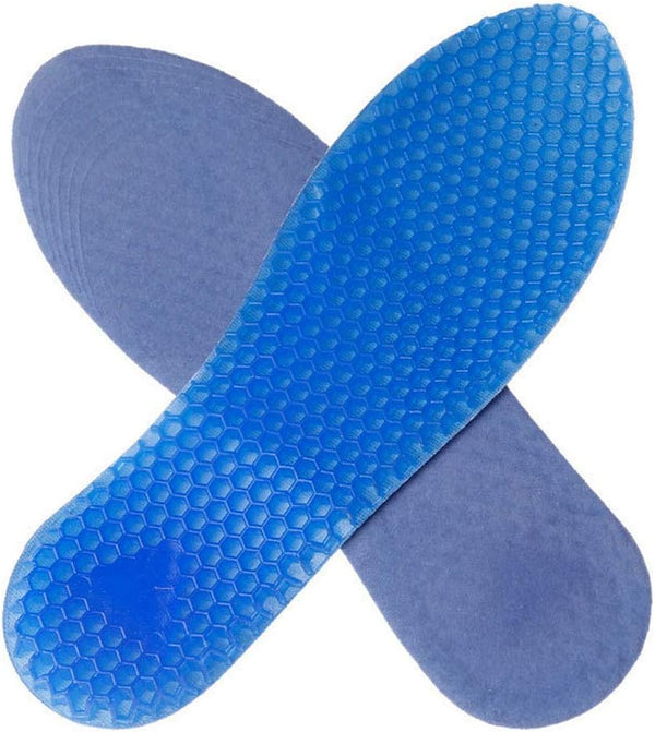 1 Pair Blue Silicone Gel Reusable Honeycomb Full Length Non Slip Comfort Sports Insole, Air Cushion Damping Shoe Pad