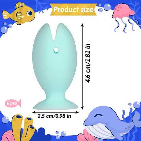 6 Pcs Silicone Fish Toothbrush Covers, Cute Standing Tooth Brush Holder, Travel Protector Cap for Household