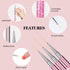 SAVILAND 6pcs Nail Art Liner Brushes Set, Gel Polish Painting Brushes with Crushed Diamond Handle for Nail Art Design
