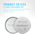 Tenergy 3 Volt CR1225 Button Cell Batteries (20 Pack) for Thermometers, Key Fobs, Medical Devices, and More