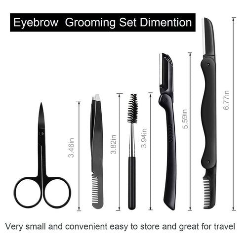 KAJUDA Eyebrow Razor Kit, 5 in 1 Eyebrow Grooming Set for Women and Men, Includes Comb, Tweezers, Scissors
