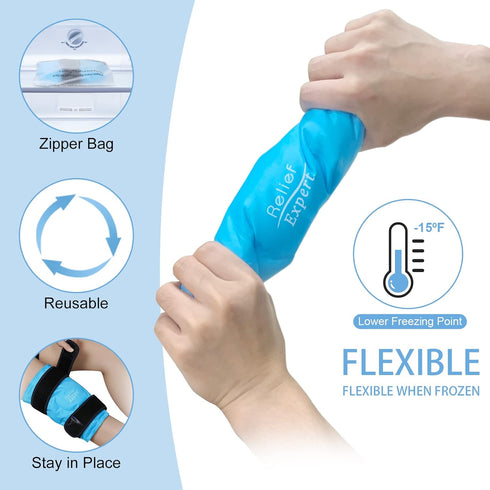 Relief Expert Ice Pack Wrap for Knee Injuries, Reusable Gel Cold Pack for Post-Surgery Recovery