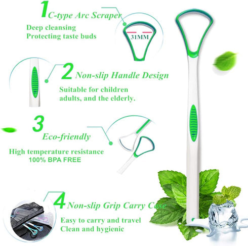 Tongue Scraper Cleaner 100% BPA Free with Travel Handy Case for Adults & Kids, Healthy Oral Care (6 PACK)