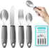 Adaptive Utensils Set, 4pcs for Hand Tremors, Arthritis, Parkinsons, Easy Grip Aids Handle, Weighted Silverware for