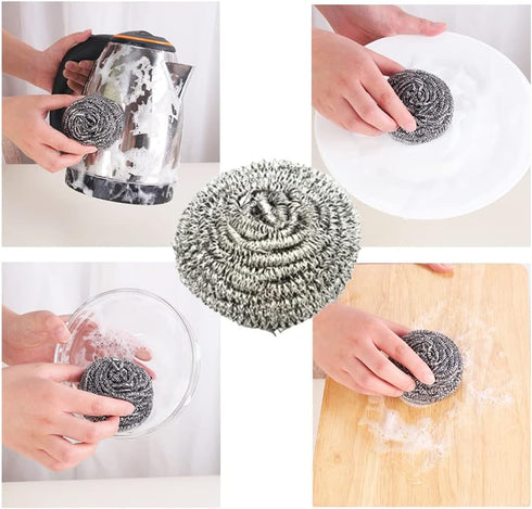 10 Packs Stainless Steel Sponge Scrubber Set, Metal Scouring Pad for Cookware Cleaning