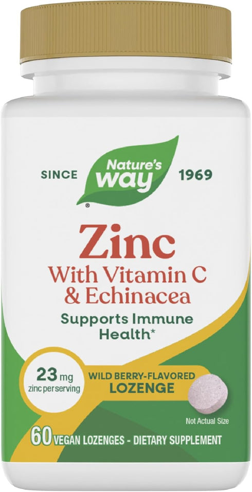 Nature's Way Zinc Lozenges with Vitamin C & Echinacea, Zinc Supplements for