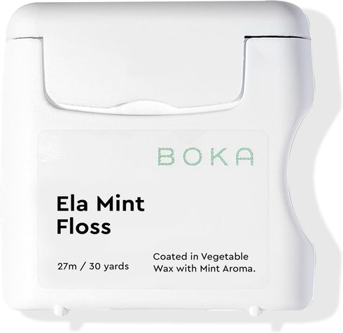 Boka Ela Mint Woven Dental Floss, 30 Yards of Teflon-Free Waxed Floss, Plant-Based Vegetable Wax (Pack of 1)