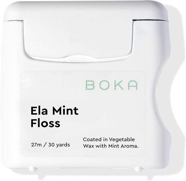 Boka Ela Mint Woven Dental Floss, 30 Yards of Teflon-Free Waxed Floss, Plant-Based Vegetable Wax (Pack of 1)