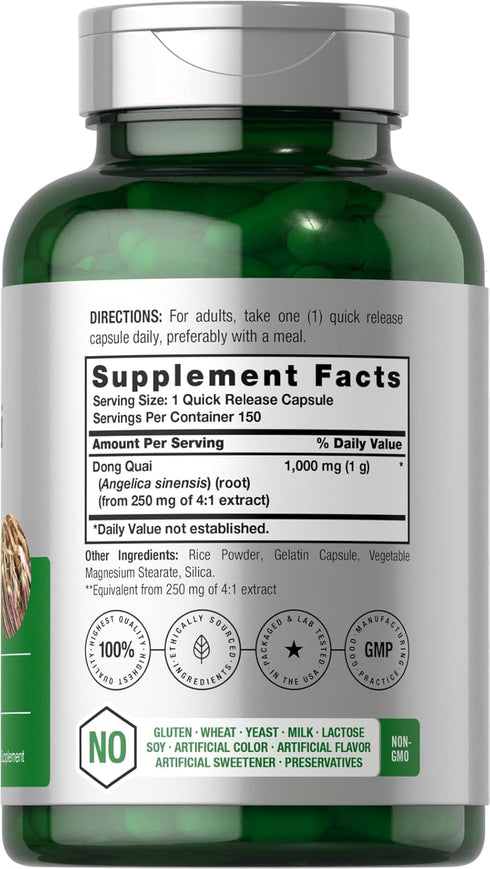 Horbaeach Dong Quai Capsules | 1000mg | 150 Count | Non-GMO and Gluten Free Supplement | Traditional Herb